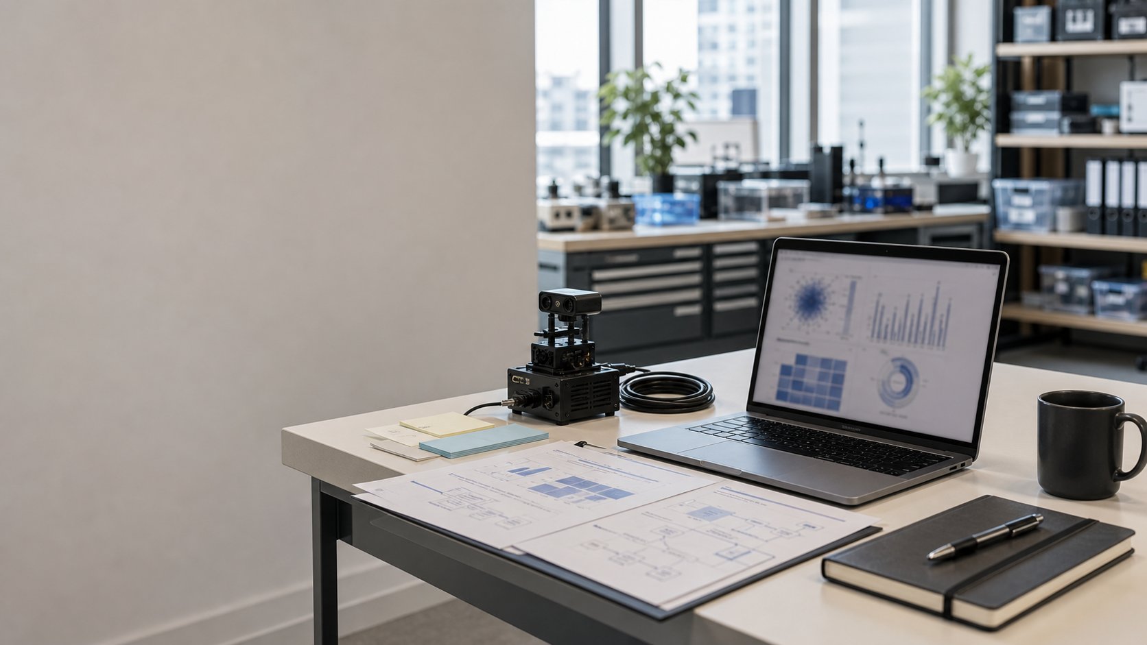 AI engineers reviewing model evaluation notes and production readiness materials