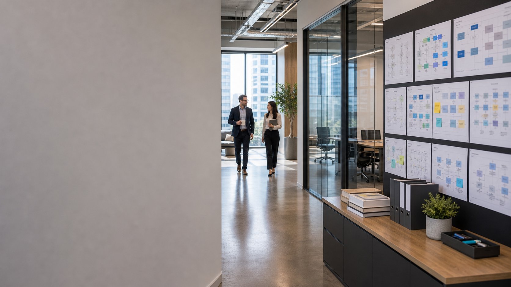 Technology leaders reviewing a practical solution roadmap in a modern workspace